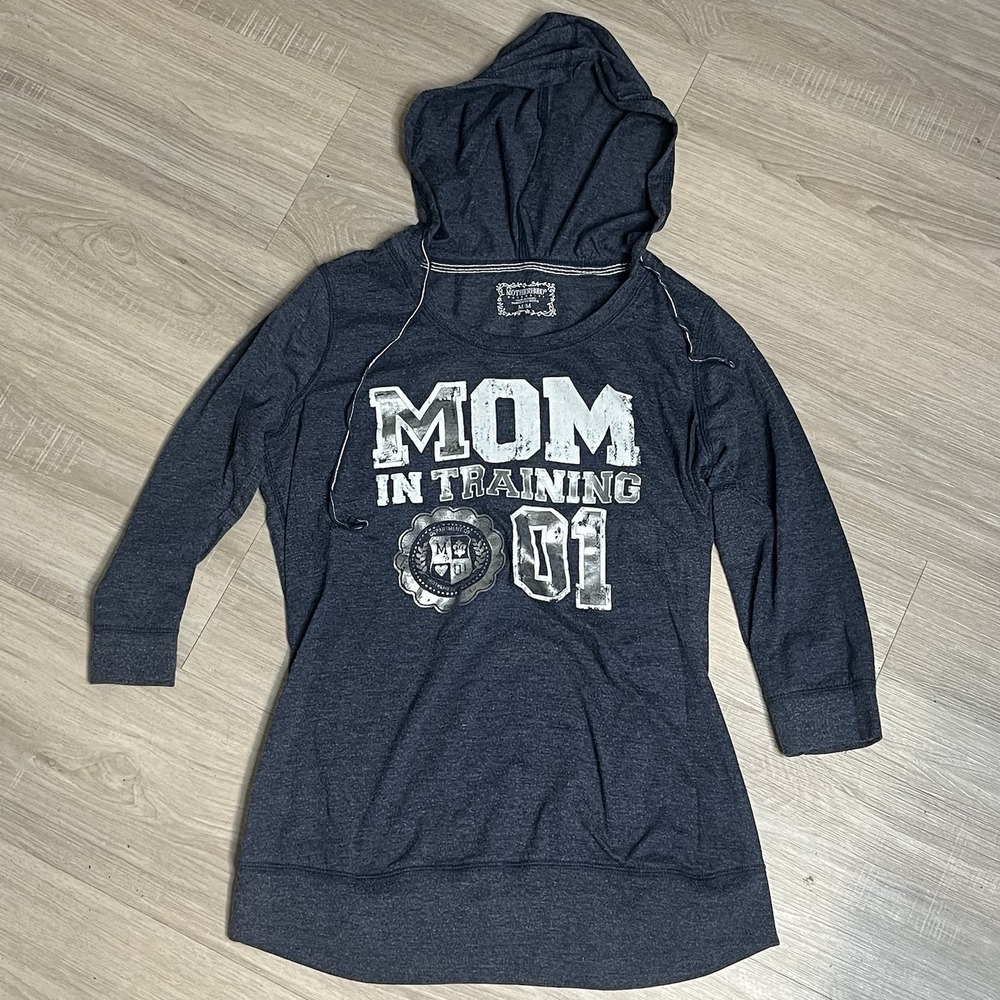Motherhood‎ Maternity Pullover Hoodie Womens Medium Drawstring Gray